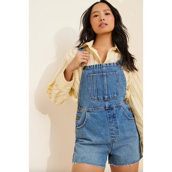 Rolla's Mirage High Waist Overall Shorts Mid Vintage Blue Womens Size 24 - Picture 1 of 10